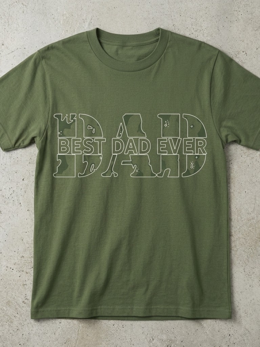 Best Dad Ever Olive Green Graphic Tee Father's Day Gift DAD Letter Design Shirt